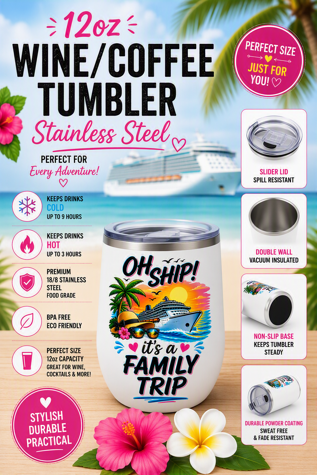 Personalised Cruise Packs - Shirt, Lanyard, Straw/Tumbler/Wine/Coffee