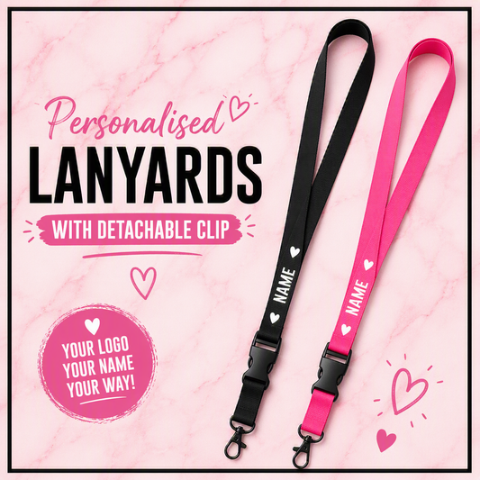 Personalised Lanyard with Detachable Clip (2cm Wide)